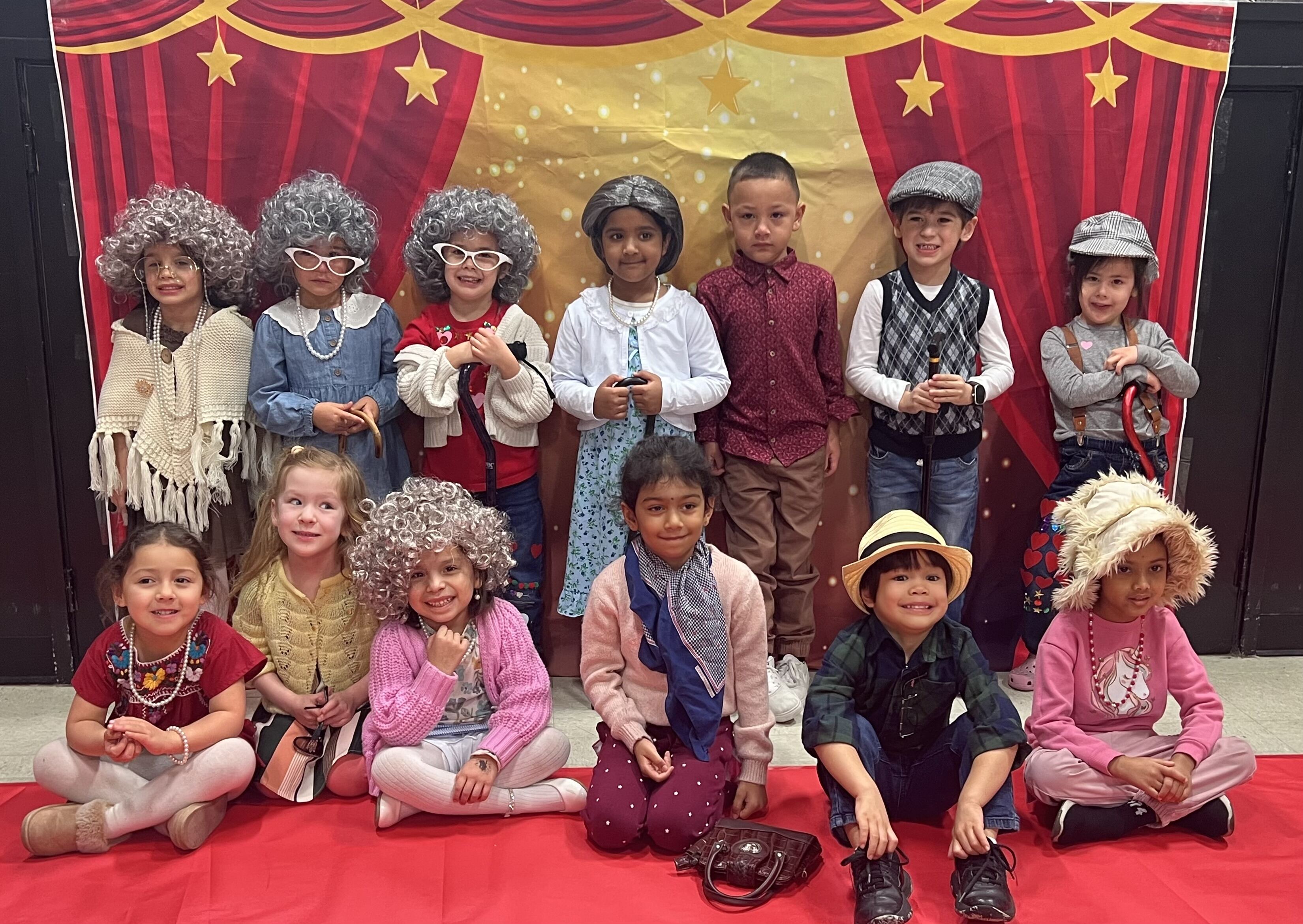 Students dressed up for a classroom event